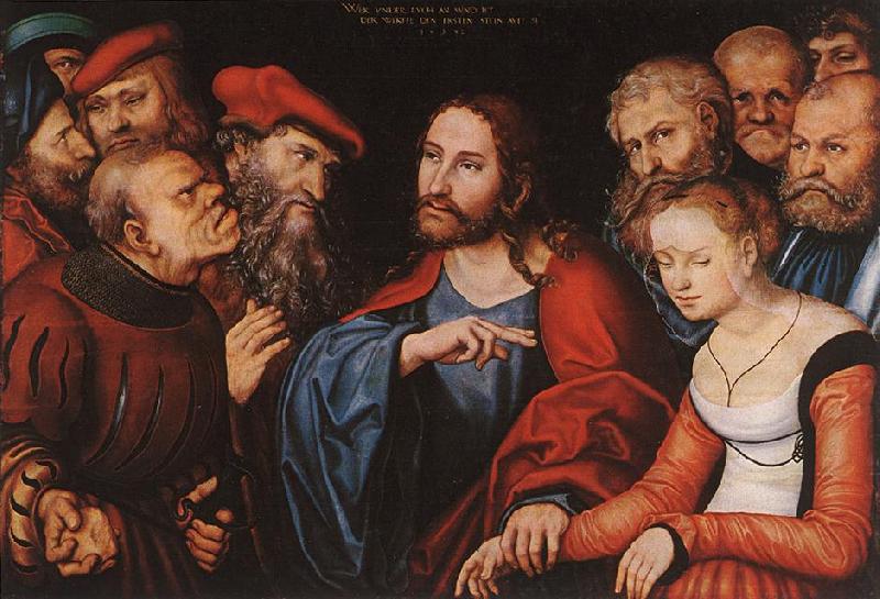 CRANACH, Lucas the Elder Christ and the Adulteress fgh oil painting image